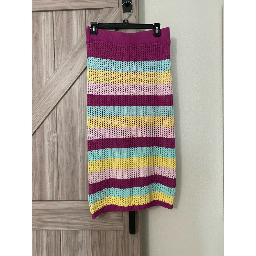 NWT BCbGeneration Medium striped crocheted, midi skirt